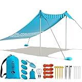 VILLEY Sonnenzelt 2,1m x 2,4m Lycra Strandzelt Blau, UV Schutz UPF50+ Sonnenschutz Strand...