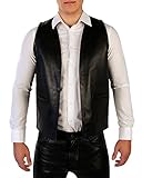 Bockle Leder Weste Vest Schwarze Lederweste für Herren Aniline Leder, Size: XXXL