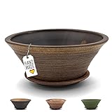 Cressery® Bonsai Schale mit Untersetzer aus Steingut-Keramik [Handmade,...