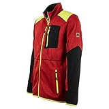 FORSBERG Strickjacke Forst Strickfleece mit Softshell Verstärkung rot neongelb gut...