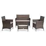 SVITA BROOKLYN Gartenmöbel Poly Rattan Sitzgruppe Essgruppe Set Sofa-Garnitur...