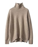 Valin Damen 95% Kaschmir Pullover Braun Stehkragen Langarm Strickpullover Kaschmir Wolle...