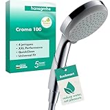 hansgrohe Croma 100 - wassersparender Duschkopf 9 l/min (EcoSmart), Handbrause mit 4...