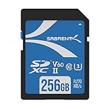 SABRENT SD Karte 256GB V60, SDXC Card UHS II, SD Speicherkarte Class 10, U3,...