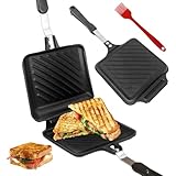 SPORWAY Aluminium Doppelseitige Bratpfanne: Hot Sandwich Maker Pan, Toastpfanne mit...