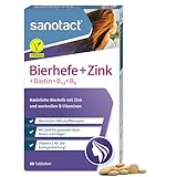 sanotact Bierhefe + Zink (60 Tabletten) • Für Haut, Haare & Nägel • Vitamin-Komplex...