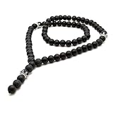 Königskette Edelstein Halskette Onyx Lava Perlen 10mm Krone Schmuck Stahl...