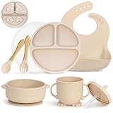 MOJINL Silikon Baby Geschirrset, Rutschfest Kindergeschirr Set mit Saugnapf, 7 Stück BPA...