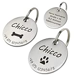 Hundemarke mit Gravur personalisiert Edelstahl 30mm | Name Telefonnummer | Namensschild...