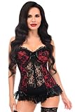 Daisy corsets Damen Lavish Red W/Black Lace & Lycra Hook & Eye Stretch Bustier Corset...