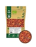 BIO Chilischoten | Birds Eye Chili Ganz | Sehr Scharf Schärfegrad 9 | Rote Getrocknete...