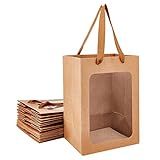 BENECREAT 10 Packungen Brown Kraftpapier Geschenktüten mit Fenster 25x18x13cm...