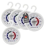 Thermometerwelt 5 Stück Kühlschrank Thermometer auch für Gefrierschrank Haken und...