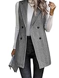 Onsoyours Damen Ärmellos Revers Blazer Weste Elegant Anzugjacke Casual Jacke Einfarbig...