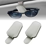 BAVUNV Brillenhalter für Auto Sonnenblende, 2 Pack Universal Leder Sonnenbrillenhalter...