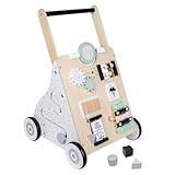 Aolawco Lauflernwagen Holz 9-in-1 Aktivität Lauflernhilfe Baby mit Gummi Holz...