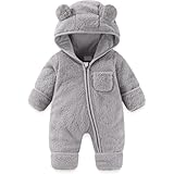 Kinder Baby Fleece Overalls Nachtbewohnung mit Kapuzen -Reißverschluss Langarm Strampler...