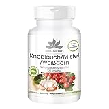 Knoblauch Mistel Weißdorn - 120 Tabletten mit Vitamin C, Hochdosiert, Vegan | HERBADIREKT...