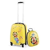 GOPLUS Kinderkoffer mit Rucksack, Kids Trolley, Kindergepäck mit Rollen, Reisekoffer mit...