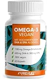 Omega-3 vegan aus Algenöl [1.100 mg] Testsieger 2021 - Hochdosiert mit 300mg EPA & 600mg...