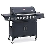 TAINO RED 6+1 Gasgrill Grillwagen BBQ Edelstahl-Brenner Gas-Grill schwarz -...