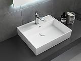 Aqua Bagno | Keramik Waschbecken weiß, eckiger Waschtisch für Gäste-WC,...