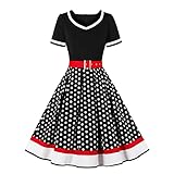 Rockabilly Kleider Damen 50er Jahre Petticoat Kleid Vintage Audrey Hepburn Kurzarm...