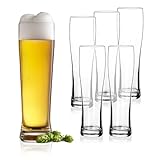 Weizenbierglas klar 6er Set - 500 ml - Bierglas 0,5 Liter spülmaschinenfest - Glas für...