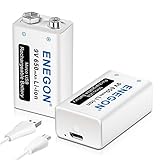 ENEGON 9V Block 650mAh Li-ion 6F22 Wiederaufladbare Batterie mit...