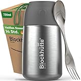 Blockhütte Edelstahl Thermobehälter für Essen I 730 ml I mit Löffel, Thermo Lunchbox...