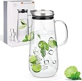 Tea Create Wasserkrug 1250mL | Glaskaraffe mit Deckel aus Edelstahl |...