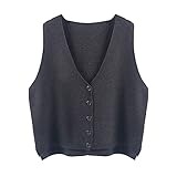 Sweater Vest,Damen Strickwesten Mode Casual Lose Einfarbig V-Ausschnitt Herbst...