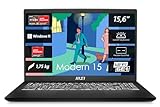 MSI Modern 15 Lifestyle & Business Laptop, 15,6 Zoll Full HD Display, AMD Ryzen...