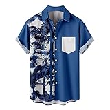 SRZYMJ 80er Jahre Herren Hawaii Shirt Retro Hawaiihemd Kurzarm Knopfleiste Hawaii Hemd...