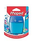 Maped - Kunststoff-Bleistiftspitzer SHAKER für 2 Stiftgrößen inkl. Auffangdose - blau -...