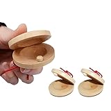 TSUWNO Kastagnetten Holz Kastagnetten 2Pcs, für Kinder Baby Musikinstrumente aus Holz...