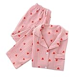 MANGGUO Revers Pyjama Set Für Damen, Pfirsich Herz Muster, Twosie Pyjama Set,...