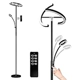 Anten KAKA|Stehlampe LED Dimmbar|Schwarz Stehleuchte 20W mit flexibler 7W...