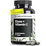 Eisen mit 40mg natürlichem Vitamin C – 240 vegane Eisentabletten – aus Acerola –...