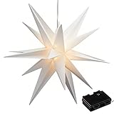 Leuchtstern 3D weiß aus PVC LED Weihnachststern XL zum hängen beleuchtet inkl. 40 LED Ø...