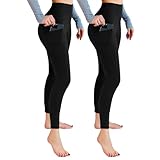 Leafigure 2er Pack Sport Leggings Damen High Waist Sporthose Damen Mit Taschen...