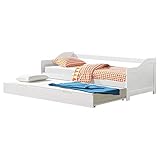 [en.casa] Tandembett 2X 90x200cm Weiß Ausziehbett Doppelt Sofabett mit Lattenrost...