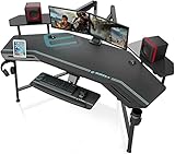 EUREKA ERGONOMIC Gaming Tisch mit LED 182x76cm Groß Gaming Schreibtisch in...