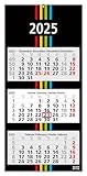 3-Monatskalender 2025 BLACK+STRIPES - Wandkalender 33 x 70 cm Großformat - Bürokalender...