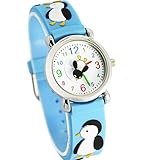 jewtme blau Silikon Umweltfreundlich Materialien Pinguin Zifferblatt Kinder Cartoon Kids...