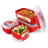 Sistema Microwave-Heat & Eat Frischhaltedosen Set | 4 rechteckige Mikrowellen-Vorratsdosen...