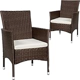 tectake® 2er Set Gartenstuhl aus Polyrattan, Gartenmöbel Set mit 2 Sessel, Outdoor...