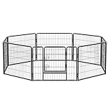 FEANDREA Hundezaun, 8 Platten DIY Hundepark, Doppel-L-Schloss, transportabel, 77 x 60 cm,...