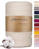 goldmariechen Premium Makramee Garn (Naturell) | 3mm x 200m | 100% Baumwolle |...