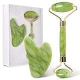 GUGUG Gua Sha Stein and Face Jade Roller Set for Facial Massage - Reduces Eye...